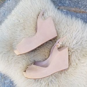 BCBGeneration Shoes - BCBG nude leather peeptoe wedge BCBGeneration Shoes - BCBG nude leather peeptoe wedge